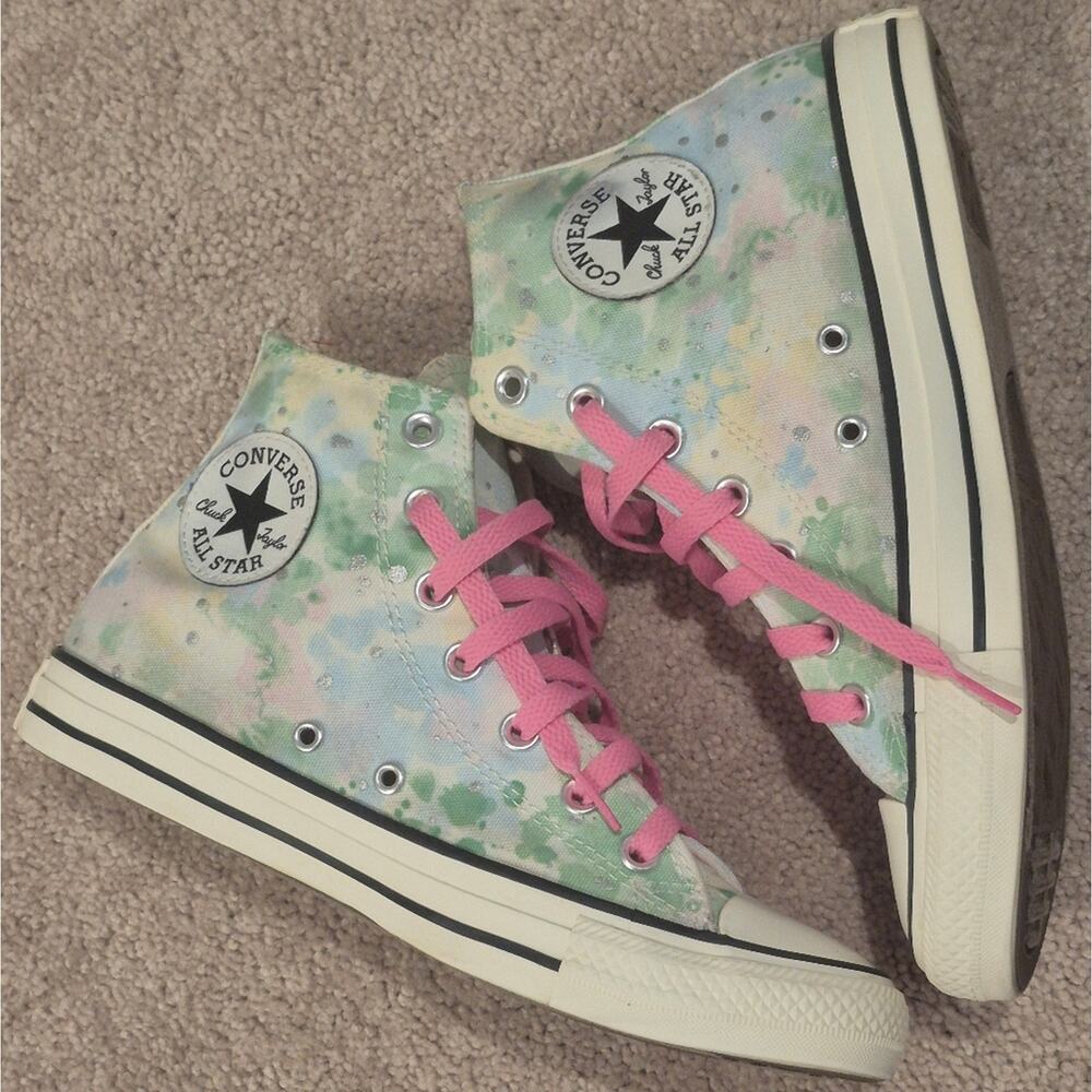 Converse All Star | High-Top | Pastel Colors with Pink Lace | Size 7.5